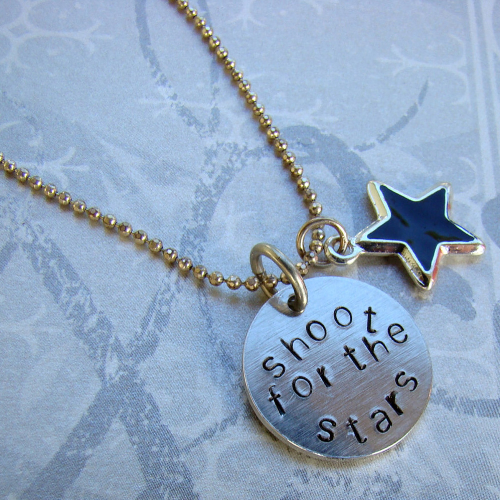 "Shoot for the Stars" Silver Handstamped Necklace